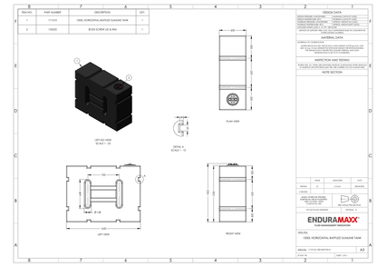 Enduramaxx 1,000 Litre Baffled Horizontal Slimline Tank 1.0 SG