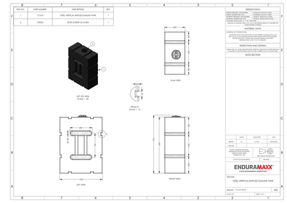 Enduramaxx 1,000 Litre Baffled Upright Slimline Tank 1.0 SG