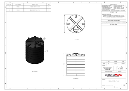 Enduramaxx 12,000 Litre Vertical Non Potable Water Storage Tank 1.0 SG