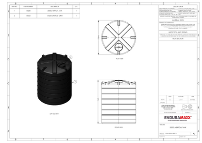 Enduramaxx 20,000 Litre Vertical Non Potable Water Storage Tank 1.0 SG